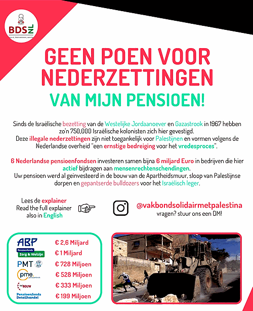 Geeb poen voor nederzettingen van mijn pensioen